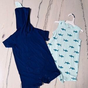 Short-Sleeve and Tank-Top Cotton Rompers, Pack of 2 (Shark) 18 month